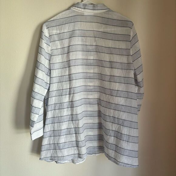 J. JILL Womens Cotton stripped light weight button down size Medium Tall EUC! - Picture 6 of 11